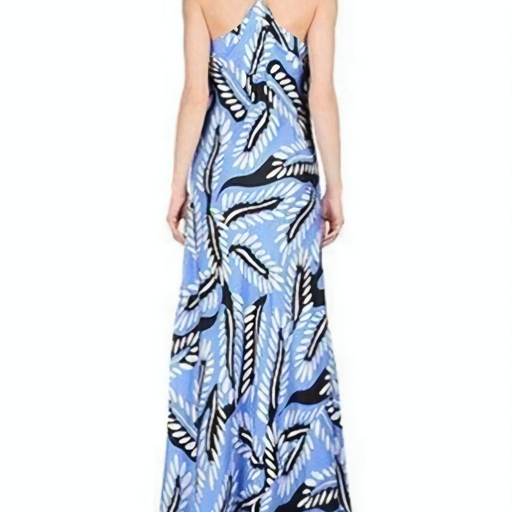 Diane Von Furstenberg Barths Blue Maxi Dress Size 2 - Picture 3 of 5